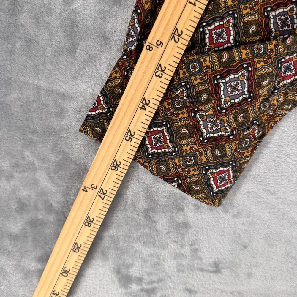 Cinch Mens Geometric Print Long Sleeve Button Down Shirt Brown Red Blue Size L‎